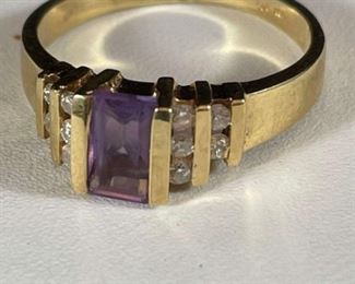 14K Amethyst and Diamond Ring