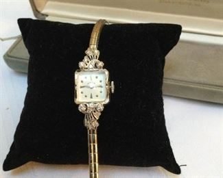 Hamilton 14k White Gold And Diamond Cocktail Watch