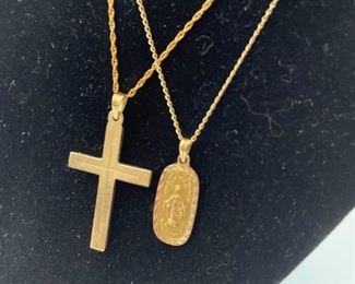 14k Religious Medal And Cross Necklaces