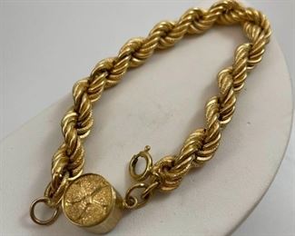18k Rope Bracelet And Charm
