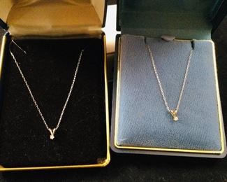 Two 14k and Diamond Necklaces