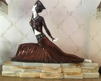 Painted bronze on ivory and marble