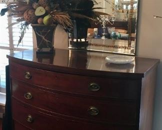 Turn of the century mahogany curved front buffet. 47.25"W x 23.75"D x 39"H