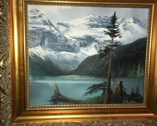 "Lake Louise," 1984 oil on board. John Greco (b. 1938 in Greece; arrived in Canada in 1967).