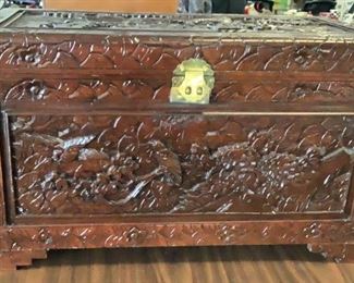 CARVED WOODEN CHEST
