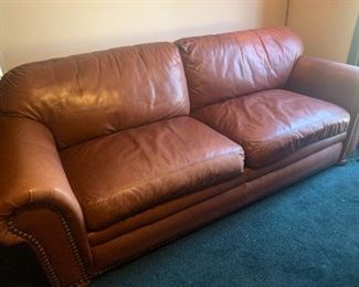 Leather Sofa, w/Pull Out Bed