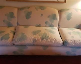 Aqua blue cream sofa