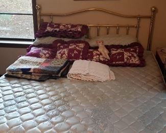 Brass headboard, queen mattress set