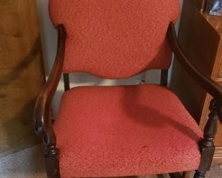 Vintage red spindle chair