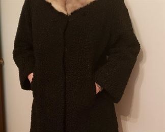Shearling coat with mink collar