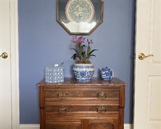 Eastlake washstand with marble top