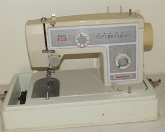 VINTAGE NATIONAL SEWING MACHINE WITH CASE.