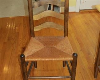 6 LADDER BACK CHAIRS.