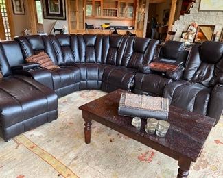 9 piece black Leather Sectional Sofa includes ottoman (AS IS)