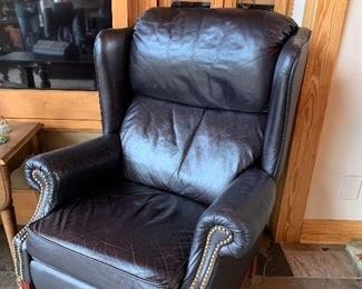 Pair of Leather, Wing Back Chair recliners