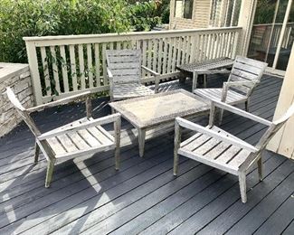 Teak patio furniture 4 chairs and coffee table