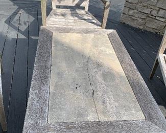 Teck and cement patio table
