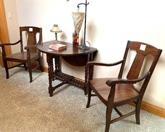 Antique Gate-Leg table and 2 large side chairs