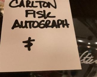 Carlton Fisk autographed helmet and ball in case