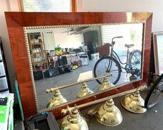 Ex-Large mirror - Brass Pool Table ceiling light