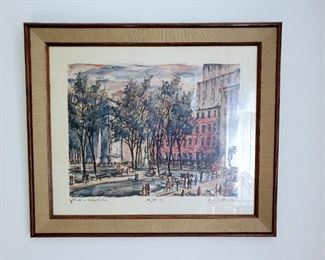 Framed print Art Show in Washington Square, New York City by J. M. Gallais 1964
