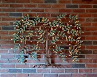 Vintage Metal Wall Sculpture of Tree of Life in a Cherry Tree Form