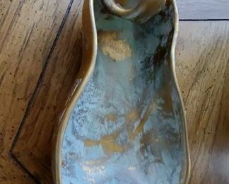 Stangl hand painted antique gold pear dish