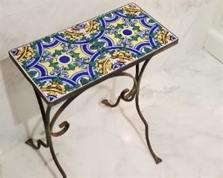 Retro tile top wrought iron table