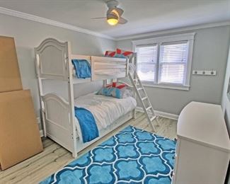 Bunk beds with a trundle bed on bottom! Ceiling fan/light by Minka Aire - two available