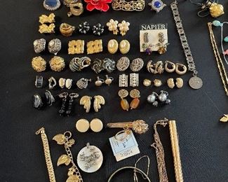 Costume clip earrings, pins, bracelets