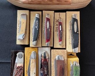 Pocket knives:  Buck, Parker, Cattaraugus, Rigid,  Gerber