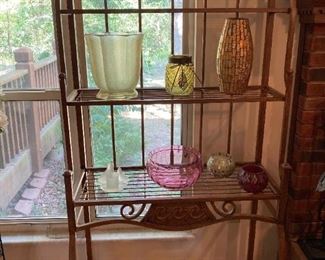 Bakers Rack And Vase Collection