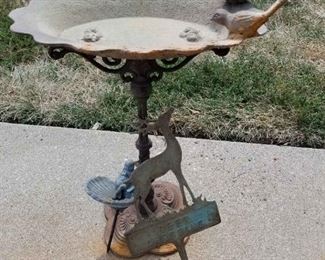 Cast Iron Bird Bath and Other Lawn Ornaments