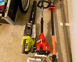 Leaf blower, electric pole saw, weed eater 
