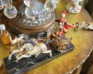 Ceramic Roman Horse Chariot & Driver