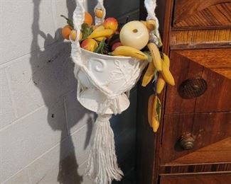 Hanging Planter, Plastic Fruit