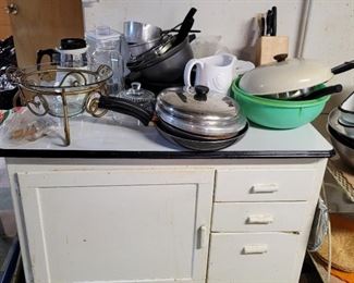 Vintage Enamel Top Free Standing Kitchen Cabinet