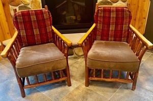 Stunning! These Old Hickory chairs measure 36x29x30 inches.