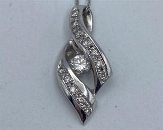 Platinum necklace and pendant with .45 ctw diamond, 16”