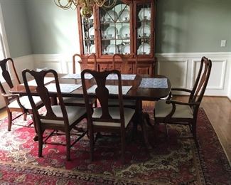 #1	Lexington dining table with 2 leaves 2 pedestal, 6 chairs 63-93x41x30	 $600.00 	
