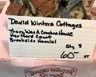 #16	David Winter's set of 3 larger cottages crooked,/Herford Court, Brookside Hamiel 	 $60.00 	
