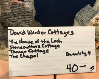 #25	David Winter's set of 4 cottage the house of Loch, Stonecutters cottage, Tamar cottage, the chapel 	 $40.00 	 * 

