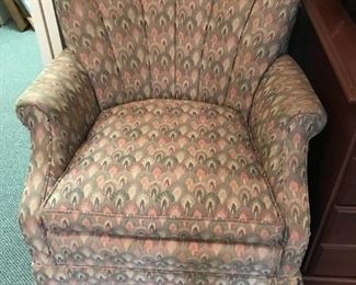 #135	mauve green pattern chanel back chair by Park place furniture	 $75.00 	

