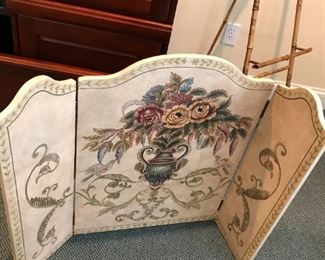 #140	42x30 3 panel fireplace screen white with painting on the front 	 $75.00 	
