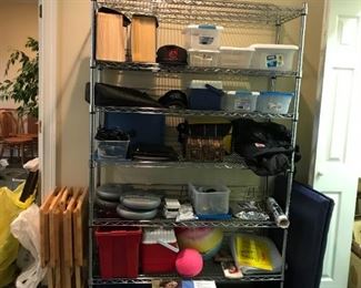 #136	Heavy 5 rack rolling stainless shelf on big casters 48x18x76	 $200.00 	 * 
#114	misc	set of 4 wood tv tables on stand 	 $30.00 	
