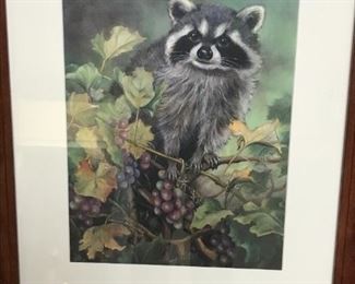 #151	print of Raccoon on grapes by Dorothy Montgomery 	 $75.00 	
