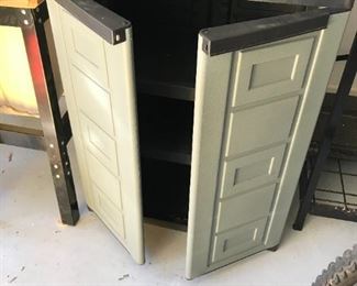 #161	plastic  cabinet with 2 doors 2 shelves 27x16x35	 $30.00 	
