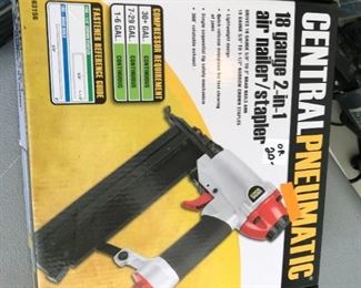 #186	Central Pneumatic 18 gauge 2 in 1 air nailer stapler 	 $20.00 	
