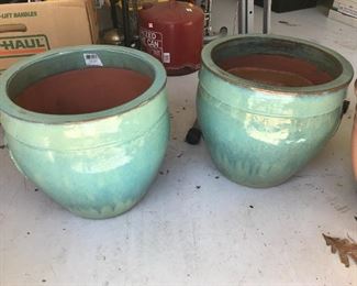 #199	(2) aqua ceramic pots 14x14 20 each	 $40.00 	
