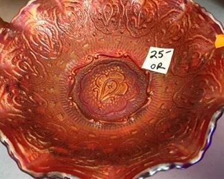 #206	orange carnival glass bowl 	 $25.00 	
